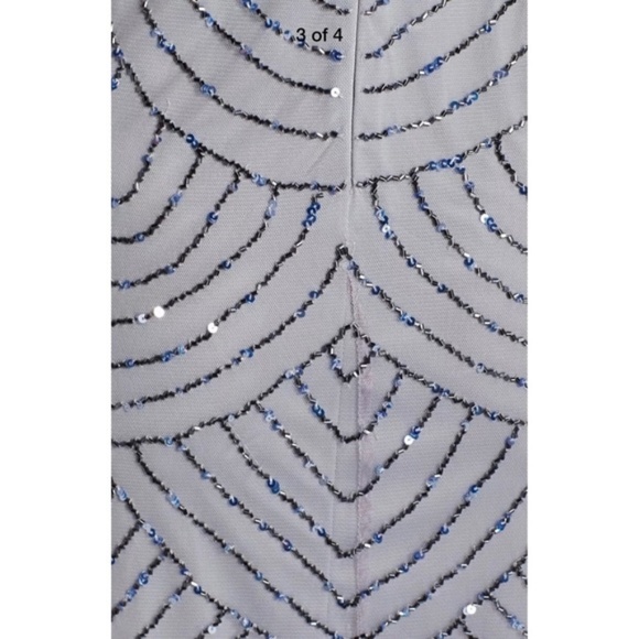 NEW Adrianna Papell Art‎ Deco Sequin Blouson Dress in Dusty Blue [SZ 12 ] - Picture 4 of 9
